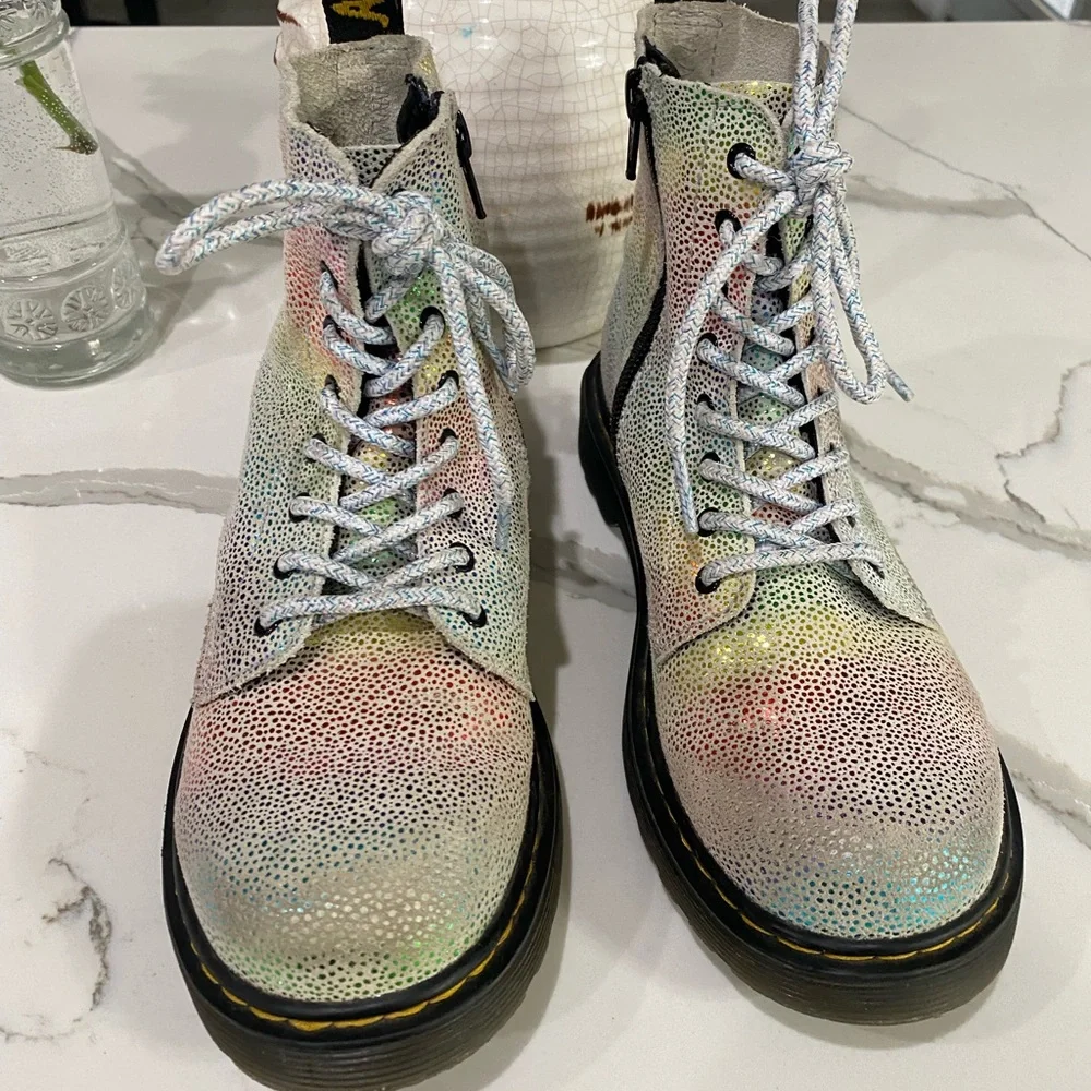 Dr Martens 1460 Pascal Youth Rainbow Iridescent Boots size 2
